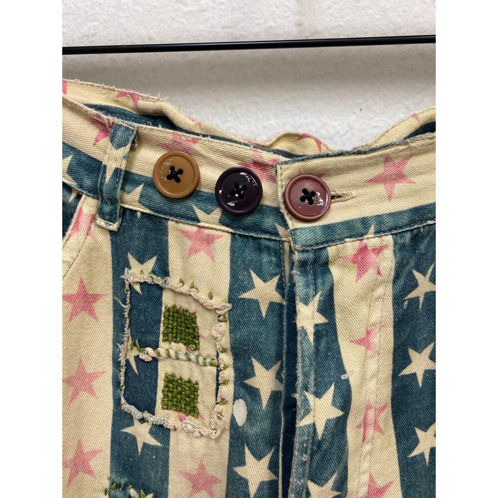 Magnolia Pearl Dare Devil Miner Pants, OSFM, Americana, Shabby Stars Stripes - Picture 10 of 11